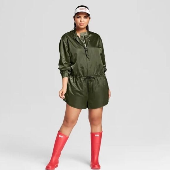 Hunter For Target Womens Medium Green Satin Drawstring Romper - Picture 2 of 6